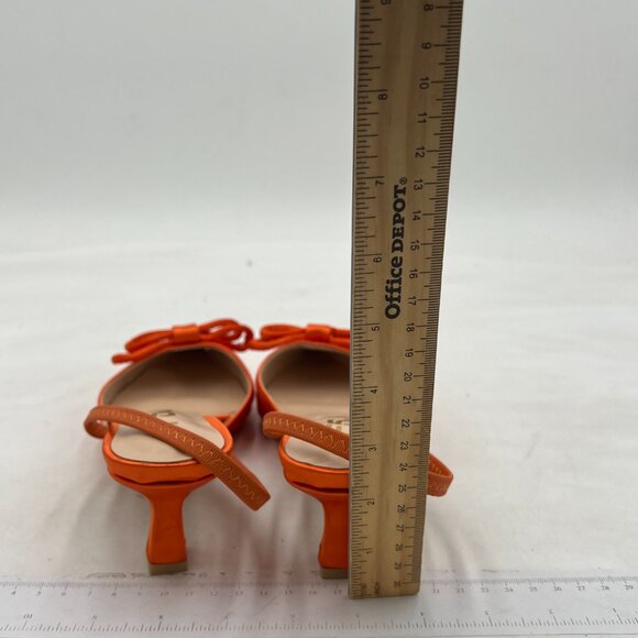 FSJ Orange Sexy Slingback Kitten Heel Bow Square Toe Dress Comfortable Shoes - Picture 4 of 7